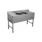 image of Serv-Ware BAR2B48-LR-CWP 48" 2 Compartment Underbar Sink w/ 2 Drainboards, 4" Faucet Holes