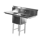 image of Serv-Ware E1CWP18182-24 66" One Compartment Sink, 18"W x 18"L Bowl With 2 Drainboards