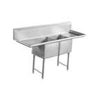 image of Serv-Ware E2CWP18182-18 72" Two Compartment Sink, 18"W x 18"L Bowl With 2 Drainboards