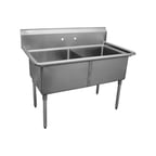 image of Serv-Ware E2CWP2424 53" Two Compartment Sink, 24"W x 24"L Bowl Without Drainboard