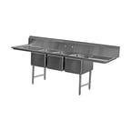 image of Serv-Ware E3CWP1824 59" Three Compartment Sink, 18"W x 24"L Bowl Without Drainboard