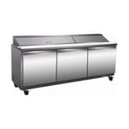 image of Serv-Ware SP72-18-HC 71" 3-Section Sandwich / Salad Prep Table w/ 3 Doors, 18 Pans
