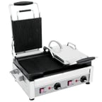 image of Eurodib SFE02365-240 18" Double Panini Sandwich Grill w/ Cast Iron Grooved Plates, 240V