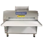 image of Somerset CDR-2500 Countertop Double Pass Dough Roller, 25" Synthetic Non-Stick Rollers, Side Operation