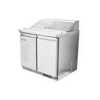 image of Serv-Ware SP36-8-HC 36" 2-Section Sandwich / Salad Prep Table w/ 2 Doors, 10 Pans