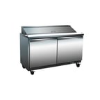 image of Serv-Ware SP48-18M-HC 48" 2-Section Mega Sandwich/Salad Prep Table w/ 2 Doors, 18 Pans