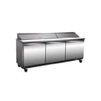 image of Serv-Ware SP72-27M-HC 72" 3-Section Mega Sandwich/Salad Prep Table w/ 3 Doors, 27 Pans