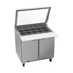 image of Beverage Air SPE36HC-15M-STL 36" Mega Top Sandwich/Salad Prep Table w/ 2 Doors, 15 Pans, 10 cu. ft.