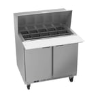 image of Beverage Air SPE36HC-15M 36" Mega Top Sandwich/Salad Prep Table w/ 2 Doors, 15 Pans, 10 cu. ft.