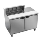image of Beverage Air SPE48HC-08 48" Two Section Sandwich/Salad Prep Table w/ 2 Doors, 8 pans, 13 cu. ft.