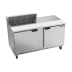 image of Beverage Air SPE60HC-08 60" Two Section Sandwich/Salad Prep Table w/ 2 Doors, 8 pans, 16 cu. ft.