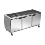 image of Beverage Air SPE72HC-30-S 72" Three Section Sandwich/Salad Prep Table w/ 3 Doors, 20 cu. ft.