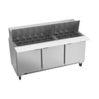 image of Beverage Air SPE72HC-30M 72" Mega Top Sandwich / Salad Prep Table w/ 3 Doors, 30 Pans, 20 cu. ft.
