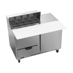image of Beverage Air SPED48HC-08C-2 48" Two Section Sandwich/Salad Prep Table w/ 2 Drawers & 1 Door, 8 Pans