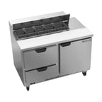 image of Beverage Air SPED48HC-10-2 48" Two Section Sandwich/Salad Prep Table w/ 2 Drawers & 1 Door, 10 Pans