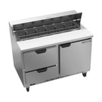 image of Beverage Air SPED48HC-12-2 48" Two Section Sandwich/Salad Prep Table w/ 2 Drawers & 1 Door, 12 Pans