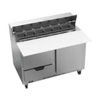 image of Beverage Air SPED48HC-12C-2 48" Two Section Sandwich/Salad Prep Table w/ 2 Drawers & 1 Door, 12 Pans