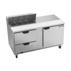 image of Beverage Air SPED60HC-08-2 60" Two Section Sandwich/Salad Prep Table w/ 2 Drawers & 1 Door, 8 Pans