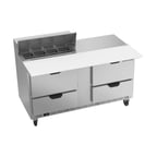 image of Beverage Air SPED60HC-08C-4 60" Two Section Sandwich/Salad Prep Table w/ 4 Drawers, 8 Pans