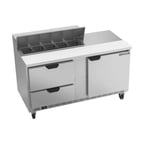 image of Beverage Air SPED60HC-10-2 60" Two Section Sandwich/Salad Prep Table w/ 2 Drawers & 1 Door, 10 Pans