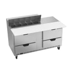 image of Beverage Air SPED60HC-10C-4 60" Two Section Sandwich/Salad Prep Table w/ 4 Drawers, 10 Pans