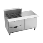 image of Beverage Air SPED60HC-12M-2 60" Mega Top Sandwich/Salad Prep Table w/ 2 Drawers & 1 Door, 12 Pans