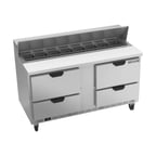 image of Beverage Air SPED60HC-16-4 60" Two Section Sandwich/Salad Prep Table w/ 4 Drawers, 16 Pans