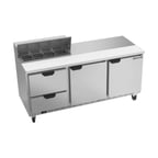 image of Beverage Air SPED72HC-08-2 72" Three Section Sandwich/Salad Prep Table w/ 2 Drawers & 2 Doors, 8 Pans