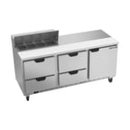 image of Beverage Air SPED72HC-08-4 72" Three Section Sandwich/Salad Prep Table w/ 4 Drawers & 1 Door, 8 Pans