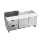 image of Beverage Air SPED72HC-08C-2 72" Three Section Sandwich/Salad Prep Table w/ 2 Drawers & 2 Doors, 8 Pans