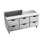 image of Beverage Air SPED72HC-10-6 72" Three Section Sandwich/Salad Prep Table w/ 6 Drawers, 10 Pans