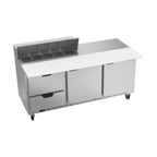 image of Beverage Air SPED72HC-10C-2 72" Three Section Sandwich/Salad Prep Table w/ 2 Drawers & 2 Doors, 10 Pans