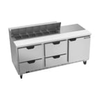 image of Beverage Air SPED72HC-12-4 72" Sandwich/Salad Prep Table w/ 4 Drawers & 1 Door, 12 Pans