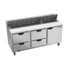 image of Beverage Air SPED72HC-18-4 72" Sandwich/Salad Prep Table w/ 4 Drawers & 1 Door, 18 Pans