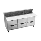 image of Beverage Air SPED72HC-18C-6 72" Three Section Sandwich/Salad Prep Table w/ 6 Drawers, 18 Pans