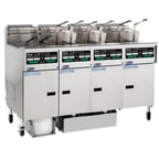 image of Pitco SSHLV14C-4/FD Multiple Battery Gas Fryer w/ (4) 32-lb Frypots, Filter Drawer System