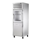 image of True STA1R-1HG/1HS-HC 27" One Section Reach-In Refrigerator w/ Glass & Solid Half Door, Top Mounted, Aluminum Interior-Stainless Floor
