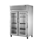 image of True STA2R-2G-HC 52" Two Section Reach-in Refrigerator w/ 2 Glass Doors, Top Mount, Aluminum Interior-Stainless Floor