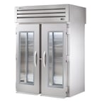 image of True STA2RRI-2G 68" Two Section Roll-In Refrigerator w/ 2 Glass Door, Stainless Steel Exterior-Aluminum Interior