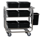 image of Steril-Sil BUS-303 Heavy Duty Stainless Steel 3-Shelf Utility / Bus Cart - 22" x 39" x 37" 