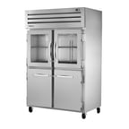 image of True STG2R-2HG/2HS-HC 52" Two Section Reach-In Refrigerator w/ 2 Glass & 2 Solid Half Doors, Top Mount, Stainless Steel Front-Aluminum Sides