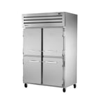 image of True STG2R-4HS-HC 52" Two Section Reach-In Refrigerator w/ 4 Solid Half Doors, Top Mount, Stainless Steel Front-Aluminum Sides