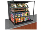 image of Structural Concepts NE3635RSSV 36" Reveal® Self-Service Refrigerated Slide In Counter Case, 3 Shelves, Open Flat, Glass Side Panels