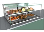 image of Structural Concepts NE6020RSV Reveal® 60" Full Service Refrigerated Slide In Counter Case, One Shelf, w/ Rear Glass Doors, Glass Ends