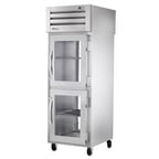 image of True STR1R-2HG-HC 27" One Section Reach-In Refrigerator w/ 2 Glass Half Doors, Top Mount, Stainless Steel