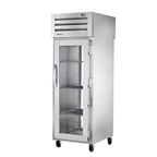 image of True STR1RPT-1G-1G-HC One Section Pass-Thru Refrigerator w/ Front Glass & Rear Glass Door, Stainless Steel