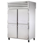 image of True STR2DT-4HS 52" 2-Section Reach-In Refrigerator/Freezer Combo w/ 4 Half Solid Doors, All Stainless Steel