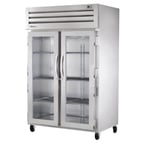 image of True STR2R-2G-HC 52" Two Section Reach-In Refrigerator w/ 2 Glass Doors, Top Mount, Stainless Steel
