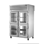 image of True STR2RPT-4HG-2G-HC Two Section Pass-Thru Refrigerator w/ Front 4 Glass Half & Rear 2 Glass Doors, Stainless Steel
