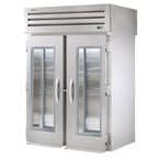 image of True STR2RRI-2G 68" Two Section Roll-In Refrigerator w/ 2 Glass Doors, Stainless Steel